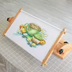 Adjustable Wood Embroidery Stand with Rotating Lap Frame, Ideal for Cross Stitch, Tapestry, and DIY Sewing Projects