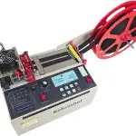 Webbing Cutting Machine 5inch LCD Display, Braided Tape Cutting Machine for Ribbon, Zipper, Nylon Tape