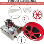 Webbing Cutting Machine 5inch LCD Display, Braided Tape Cutting Machine for Ribbon, Zipper, Nylon Tape