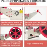 Webbing Cutting Machine 5inch LCD Display, Braided Tape Cutting Machine for Ribbon, Zipper, Nylon Tape