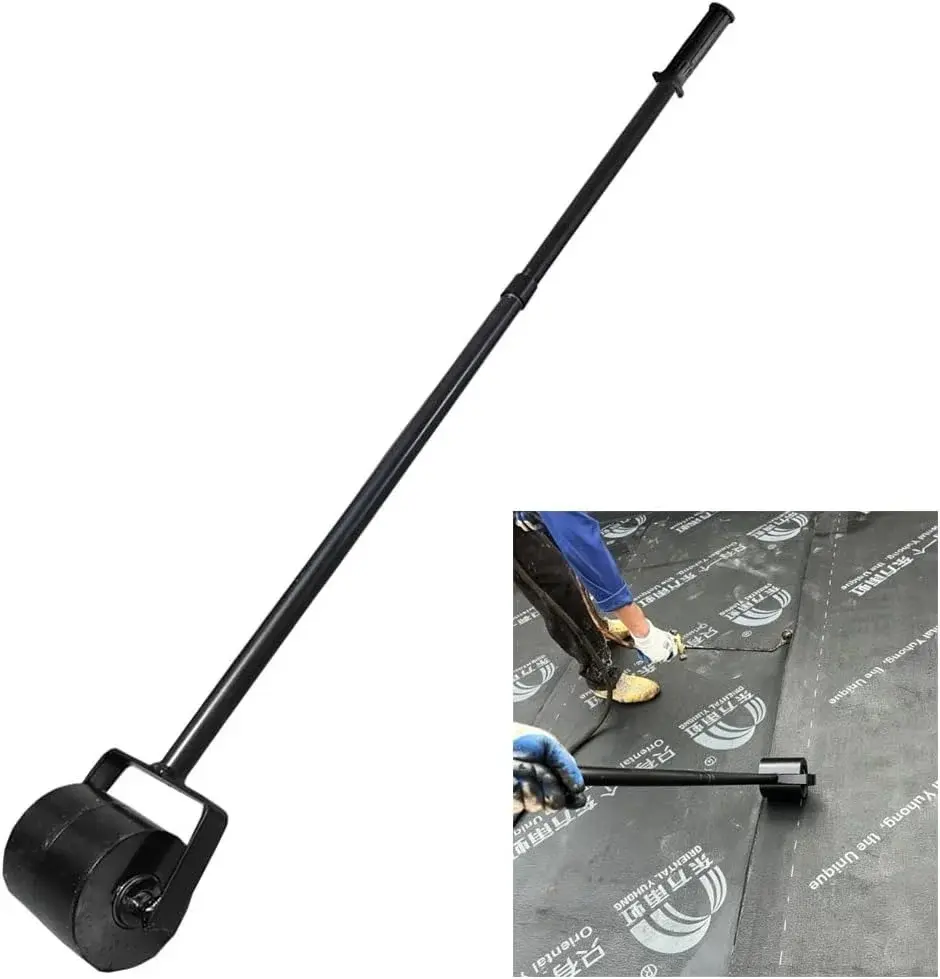 16.5 Lbs Heavy Duty Roof Seam Roller, 52" Handle for Waterproof Membrane | Solid steel roller core,Extended Handle,Heat resistant, Ideal for TPO, SBS, bitumen seams
