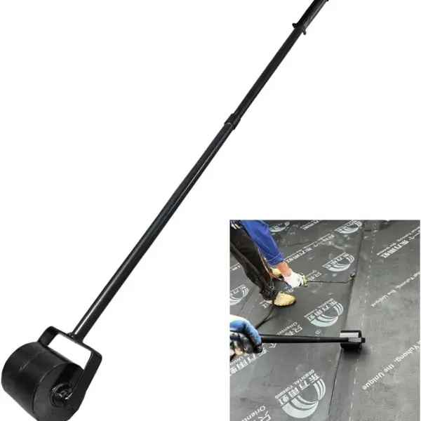 16.5 Lbs Heavy Duty Roof Seam Roller, 52" Handle for Waterproof Membrane | Solid steel roller core,Extended Handle,Heat resistant, Ideal for TPO, SBS, bitumen seams