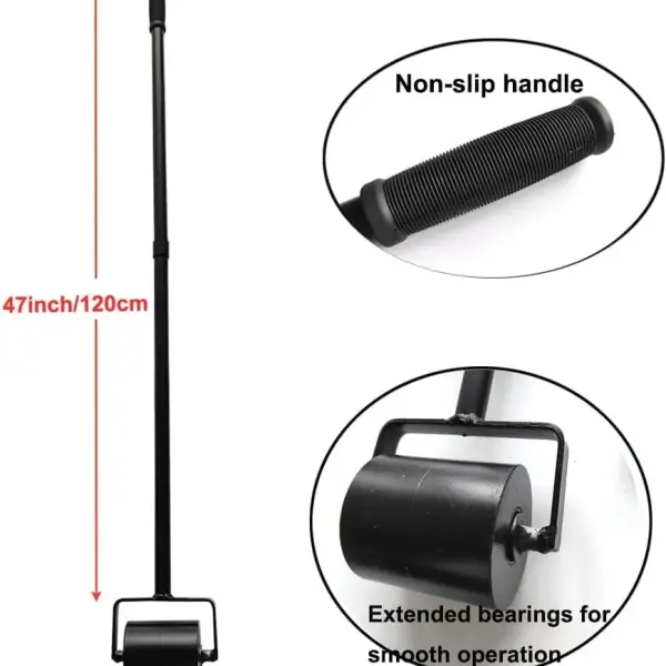 16.5 Lbs Heavy Duty Roof Seam Roller, 52" Handle for Waterproof Membrane | Solid steel roller core,Extended Handle,Heat resistant, Ideal for TPO, SBS, bitumen seams