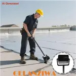 16.5 Lbs Heavy Duty Roof Seam Roller, 52" Handle for Waterproof Membrane | Solid steel roller core,Extended Handle,Heat resistant, Ideal for TPO, SBS, bitumen seams
