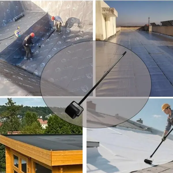 16.5 Lbs Heavy Duty Roof Seam Roller, 52" Handle for Waterproof Membrane | Solid steel roller core,Extended Handle,Heat resistant, Ideal for TPO, SBS, bitumen seams